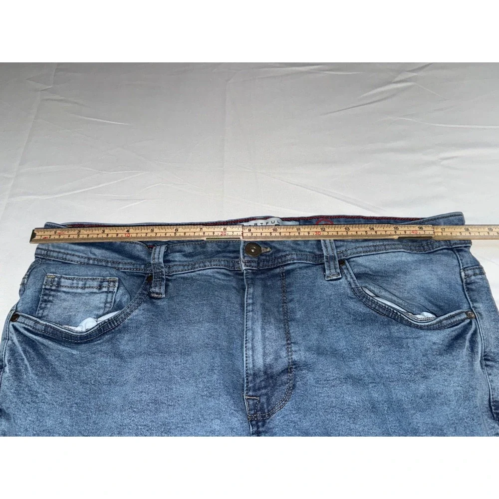 Artful Rebel Mens Slim Straight Jeans 36x30 Medium Wash Blue Stretch Denim